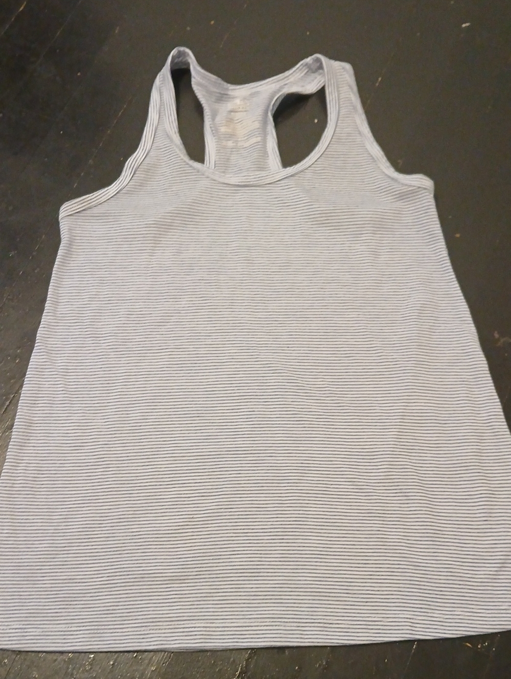 2 Cute Light Blue and White Striped Racerback Tank